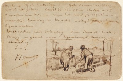 İki Köylü Kazma ile Kartpostal by Vincent van Gogh