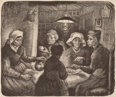 Patates Yiyenler, 1885 (koyu kahverengi litografi) by Vincent van Gogh