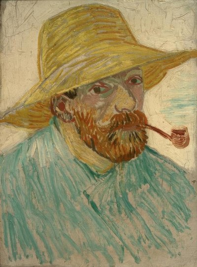 Hasır şapkalı otoportre by Vincent van Gogh