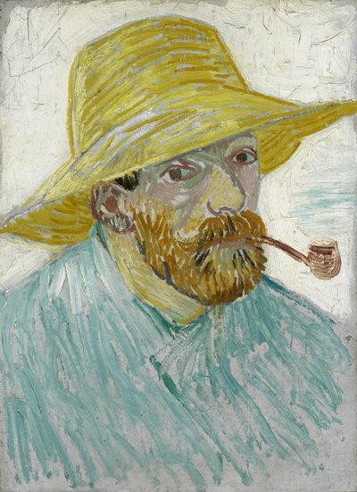 Hasır Şapka ve Pipo ile Otoportre par Gogh, Vincent, van (1853-1890). Tuval üzerine yağlı boya, ebat : 41,9x30,1 by Vincent van Gogh