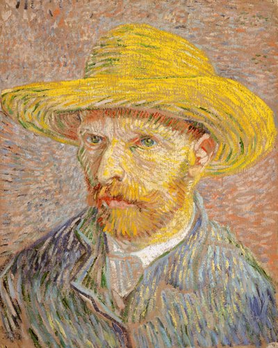 Hasır Şapkalı Otoportre ön yüzü: Patates Soyucu, 1887. by Vincent van Gogh