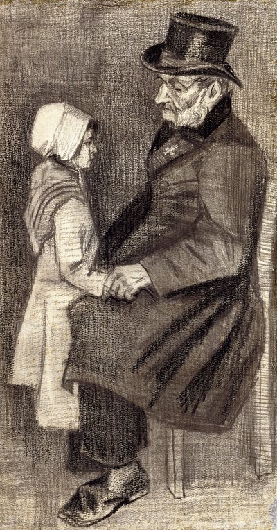 Küçük Kızla Oturan Adam; Kızla Oturan Adam, 1882 by Vincent van Gogh
