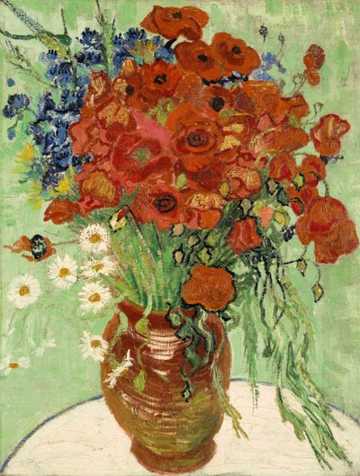 Natürmort, Papatya ve Gelincikli Vazo, 1890 by Vincent van Gogh
