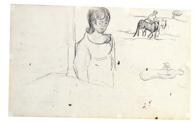 Kadın ve köylü peyzajı üzerine çalışmalar by Vincent van Gogh