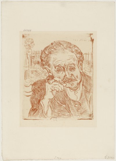 Pipolu Adam (Dr. Paul Gachet#39;nin Portresi), 1890-1909 civarı (kağıt üzerine gravür) by Vincent van Gogh