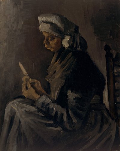 Patates Soyucu ters: Hasır Şapkalı Otoportre, 1885. by Vincent van Gogh