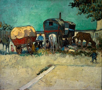 Römorklar, Arles yakınlarındaki Bohem kampı (Tuval üzerine yağlı boya by Vincent van Gogh