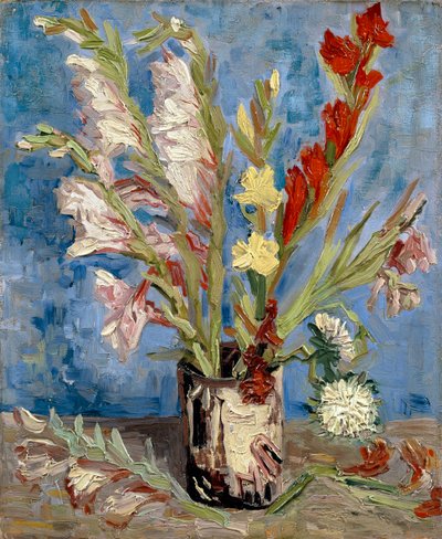 Gladioli ve Çin asterli vazo, 1886 by Vincent van Gogh