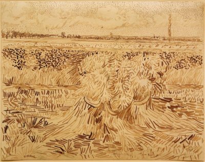 Tahıl demetleri ile buğday alanı by Vincent van Gogh