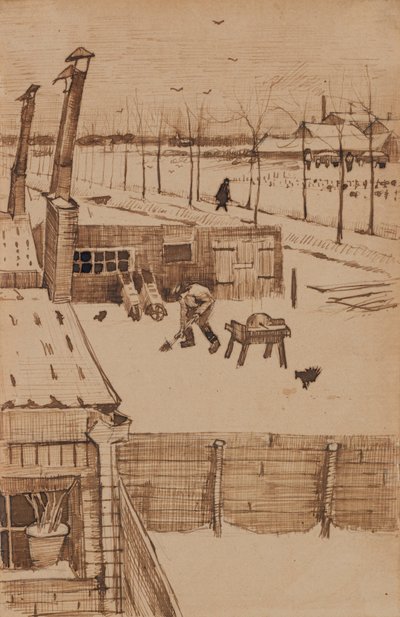 Vincents stüdyosunun penceresinden kış I (1883) by Vincent van Gogh