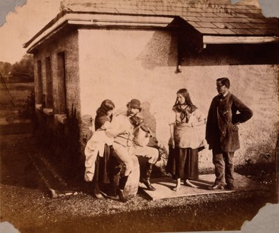 Çocuklar keman çalan bir adamı dinler, c.1859-61 by Viscountess Hawarden