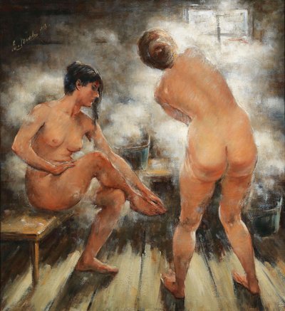 Bir Rus buhar banyosunda, 1918. by Vitali Gavrilovich Tikhov
