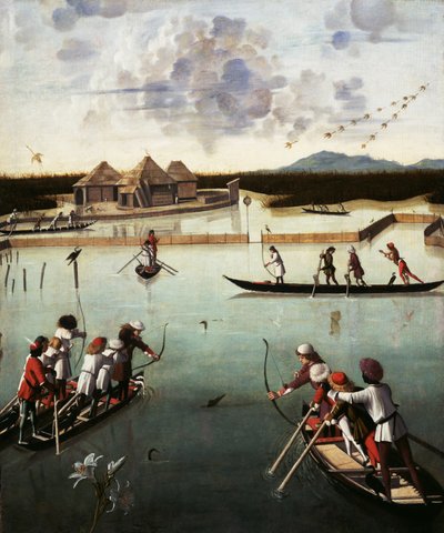 Lagünde Avlanma, c.1490-5 (panelde yağ) by Vittore Carpaccio