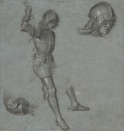 Zırhlı Oturan Bir Gençliğin Çalışmaları, ca. 1505. by Vittore Carpaccio