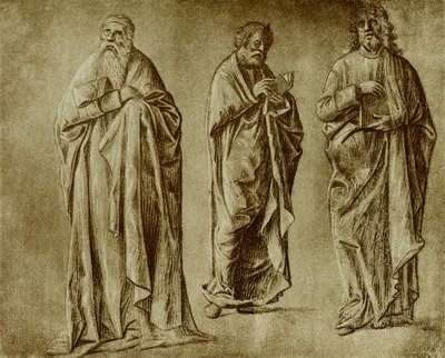 Azizler için üç figür çalışması by Vittore Carpaccio