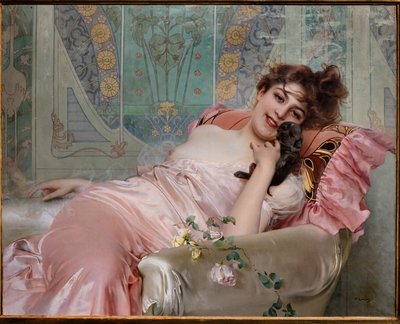 Küçük Köpekli Bayan by Vittorio Matteo Corcos