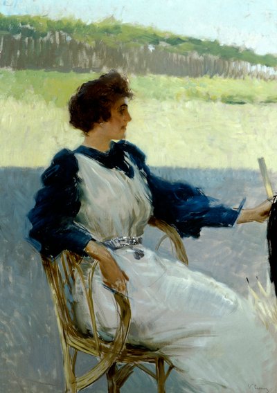 Açık havada bayan portresi, Vittorio Matteo Corcos (1859-1933), tuval üzerine yağlı boya, 92x64 cm, 1910 dolayları by Vittorio Matteo Corcos