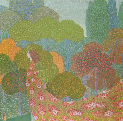 İlkbahar, c.1911 (keten üzerinde tempera ve altın) by Vittorio Zecchin