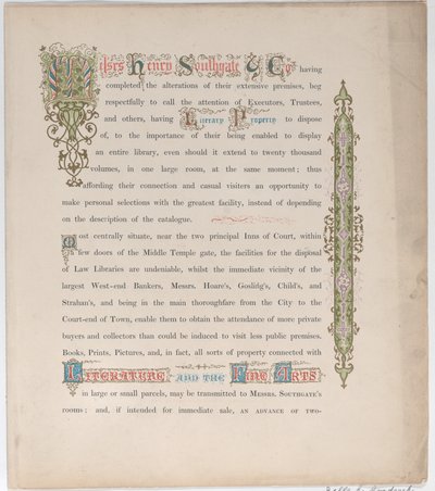 Bay Henry Southgate & Co. için Ticaret Kartı, Kitap Satıcıları, 19. yüzyıl., by Vizetelly and Company