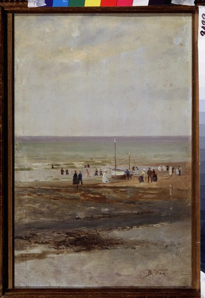 Sur la plage (Sahilde). Peinture de Vladimir Yegorovich Makovski (Makovsky, Makovskij) (1846-1920), huile sur toile by Vladimir Egorovic Makovsky