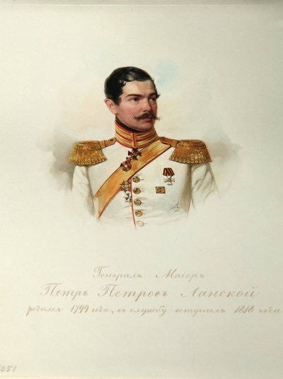 General Pyotr Petrovich Lanskoy (1799-1877) (İmparatorluk At Muhafızları Albümünden) - Hau (Gau), Vladimir Ivanovich (1816-1895) - 1846-1849 - Kağıt üzerine suluboya - Rus Edebiyatı Enstitüsü IRLI (Puşkin) -Ev), St Petersburg by Vladimir Ivanovich Hau