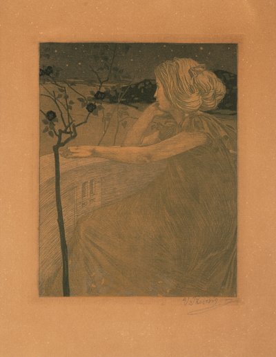Balkonda Meditasyon, 1899-1900. by Vojtěch Preissig