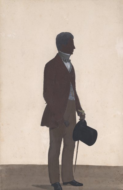 Genç bir adam, ayakta, tam boy siluet, profilden sağa, 1850. by WH Beaumont