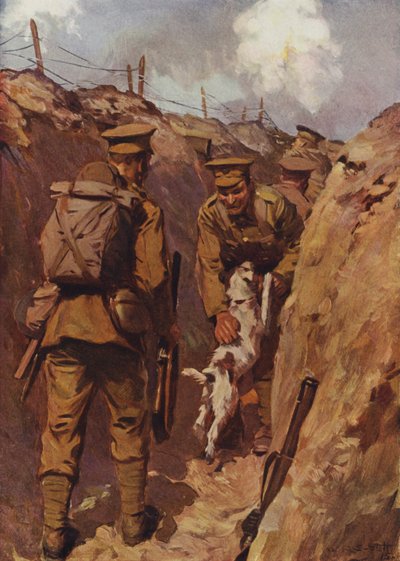 Gezgin zevkle efendisine doğru fırladı (renkli taş) by W.R.S. (after) Stott