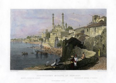 Aurangzeb Camii, Benares, Hindistan, 19. yüzyıl by W Cook