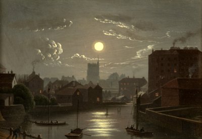 Bristol - Ay Işığı Sahnesi (bakır üzerine yağ) by W. Crambrook