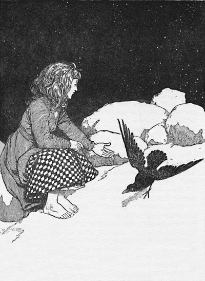 Aniden Önündeki Kar Üzerine Büyük Bir Kuzgun Atladı, c1930 by William Heath Robinson