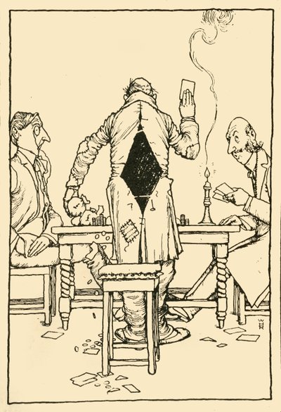 Elmasların ası üzerindeki Kazanan Kart, 1910. by William Heath Robinson