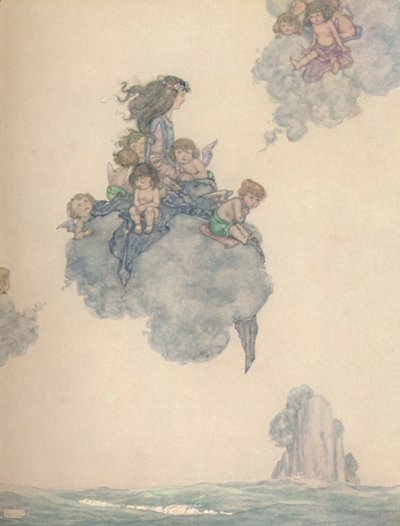 Havadaki Çocuklarının Geri Kalanıyla, Pembe Bulutun Yükseklerinde Yükseldi, c1930 by William Heath Robinson