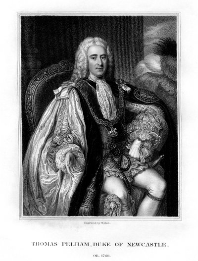 Thomas Pelham-Holles, 1. Newcastle-upon-Tyne Dükü, İngiliz Whig devlet adamı, 1831. by W. Holl