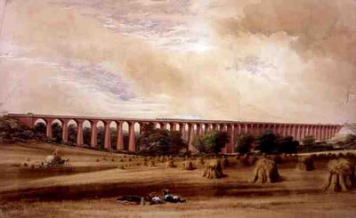 Welwyn Viyadüğü, c.1850 (kağıt üzerine suluboya) by W. Humber