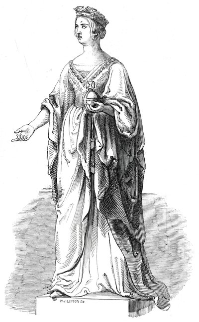 Kraliyet Borsasında Majestelerinin mermer heykeli, 1845. by W. J. Linton