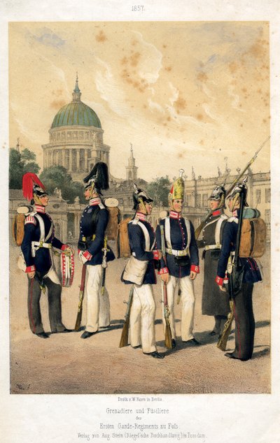 Prusya ordusunun el bombaları ve piyadeleri, 1857. by W Korn