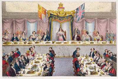 Kraliçe Victoria (1819-1901) Guildhall Ziyafetinde Londra Vatandaşlarının Sağlığını İçiyor, 1837 by W. Lake