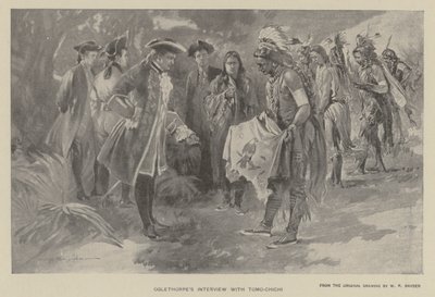 Oglethorpe'un Tomochichi (lito) ile röportajı by W. P. Snyder