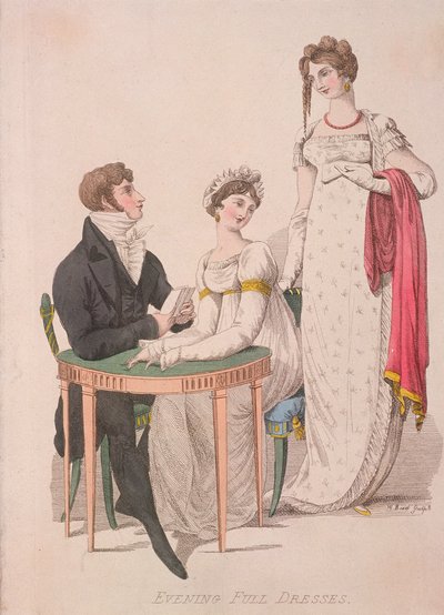 İki kadın ve tam gece elbisesi giyen bir adam, c1810 by W Read
