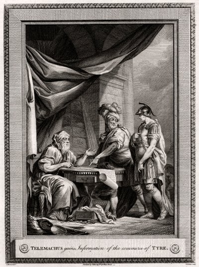 Telemachus, Tyre ticareti hakkında bilgi alır, 1775 by W. Walker