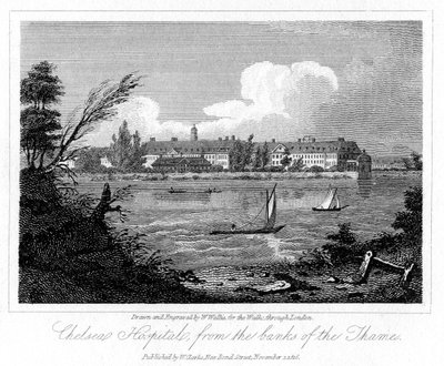 Chelsea Hastanesi, Banks of the Thames, Londra, 1816. by W. Wallis