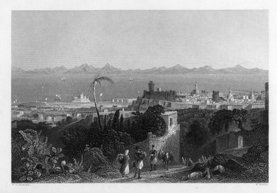 Sir Sidney Smiths Villası yakınlarındaki Tepelerden Rodos, 1841 by W. Wallis