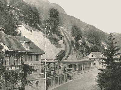 Pilatus Demiryolunun başlangıç noktası, Alpnachstad, İsviçre, 1895. by W and S Ltd