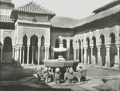 Aslanlar Mahkemesi, Alhambra, Granada, İspanya, 1895. by W and S Ltd