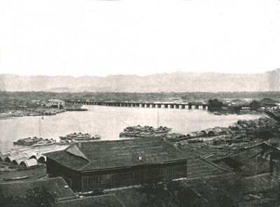 Min Nehri ve Büyük Köprü, Foochow, Çin, 1895. by W and S Ltd