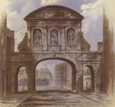 Temple Bar, Fleet Street (chromolitho) by Waldo Sargeant