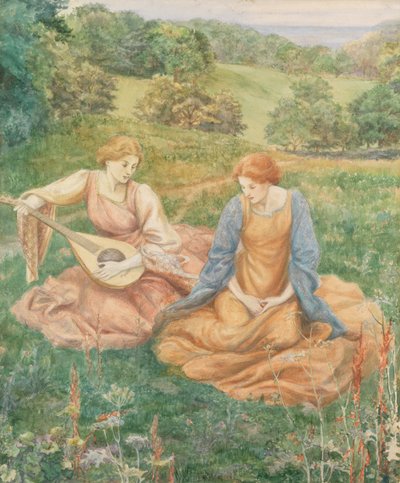 Lutenist (suluboya) by Walford Graham Robertson