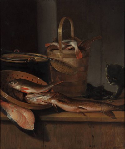 Balık ve kedi ile natürmort, c. 1650-1660 by Wallerant Vaillant