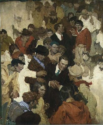 Eve Dönüş (kontrplak üzerine yağ) by Walt Louderback
